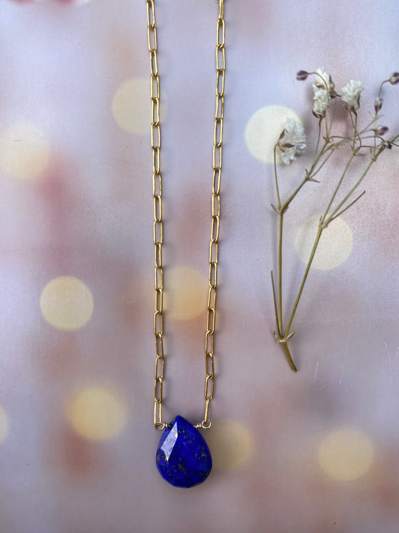 Lapis Teardrop Pendant Necklace