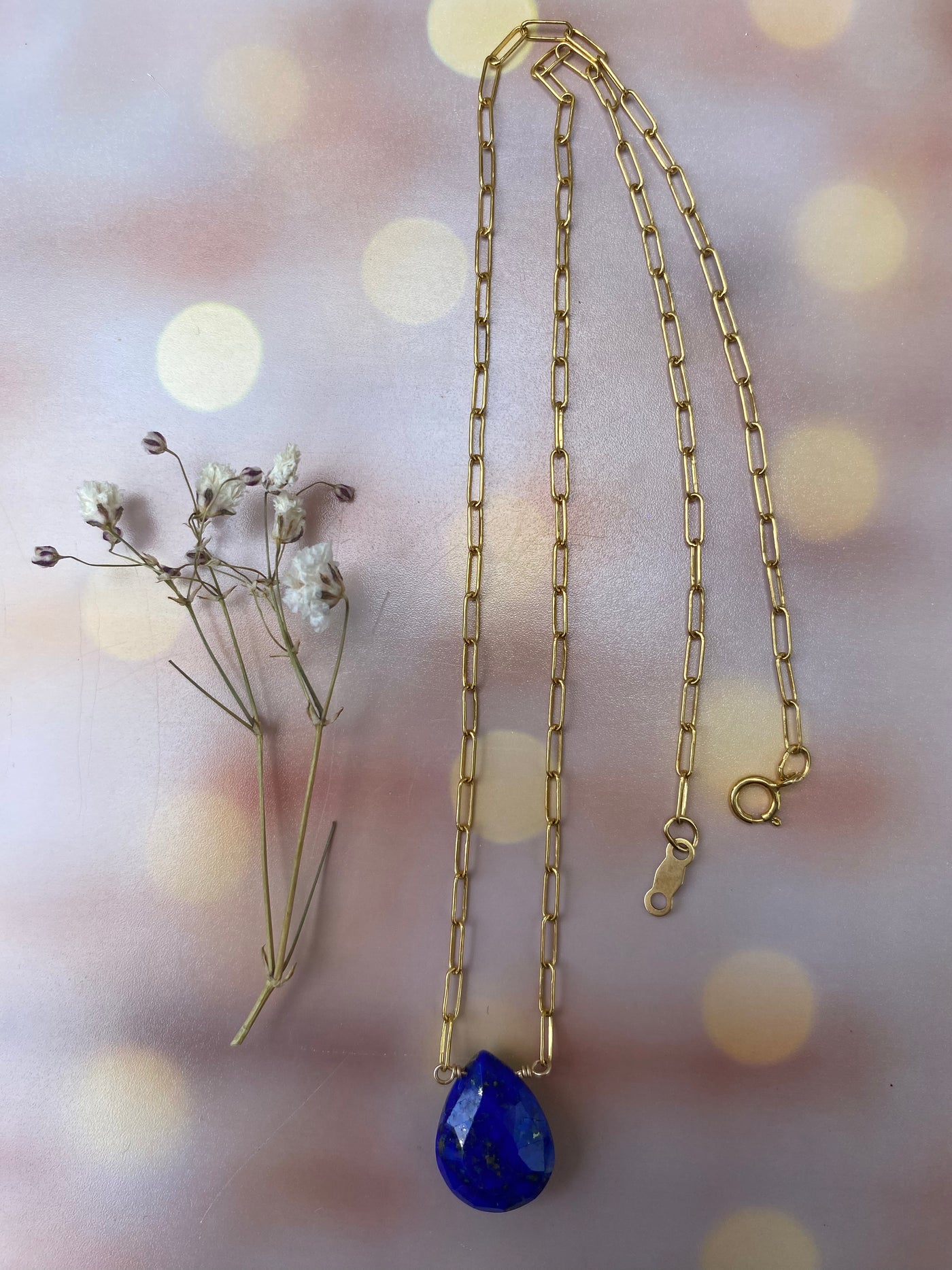 Lapis Teardrop Pendant Necklace