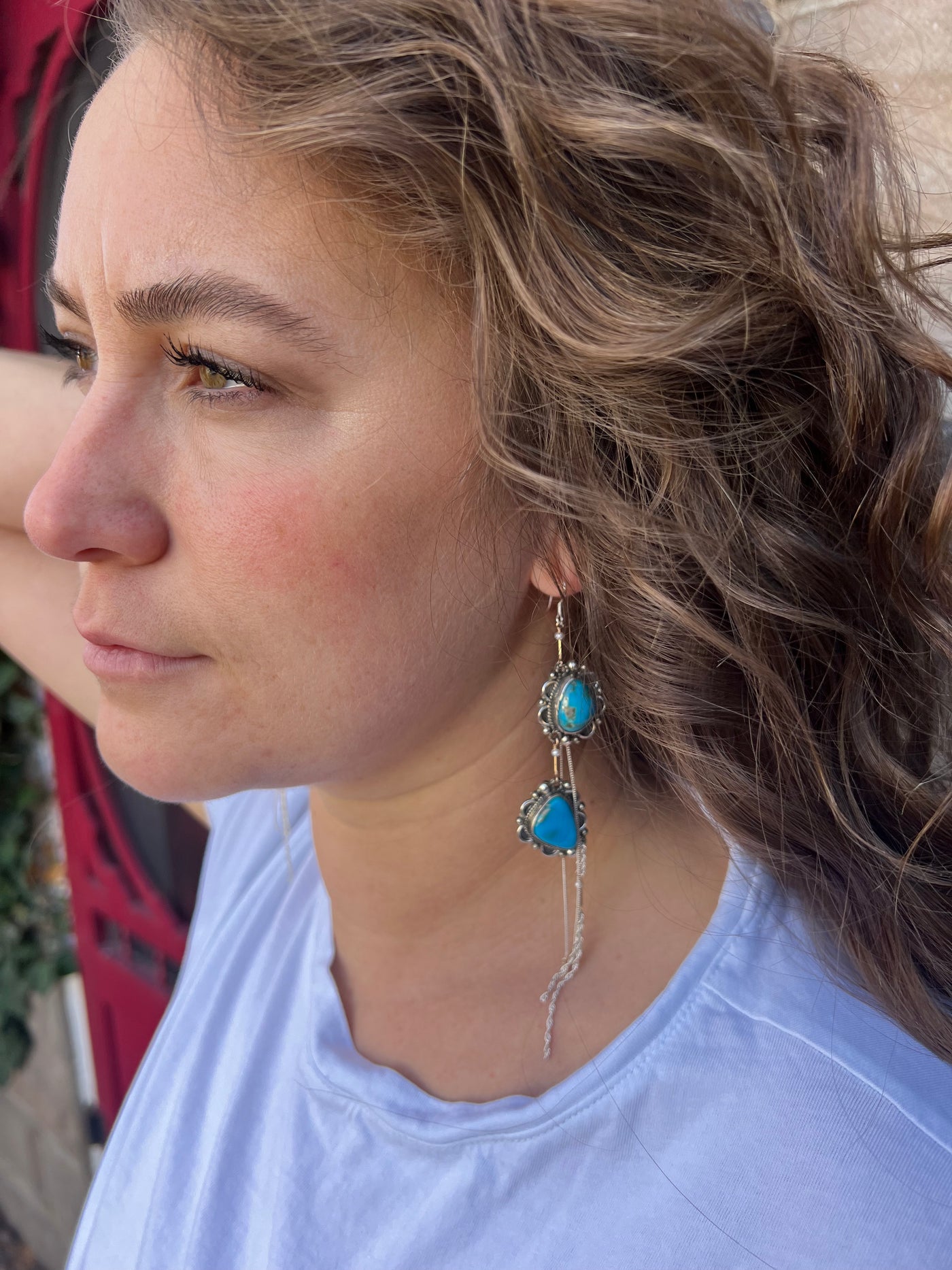 Silver and Turquoise Drop Earrings