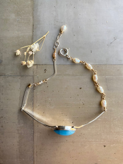 Larimar and Pearl Bracelet