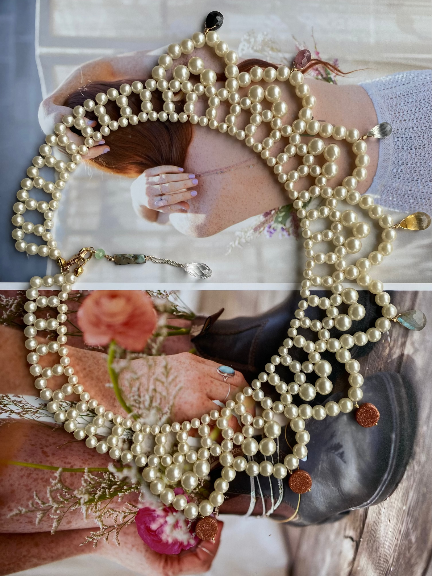 Heirloom Glow Vintage Pearl Collar Necklace