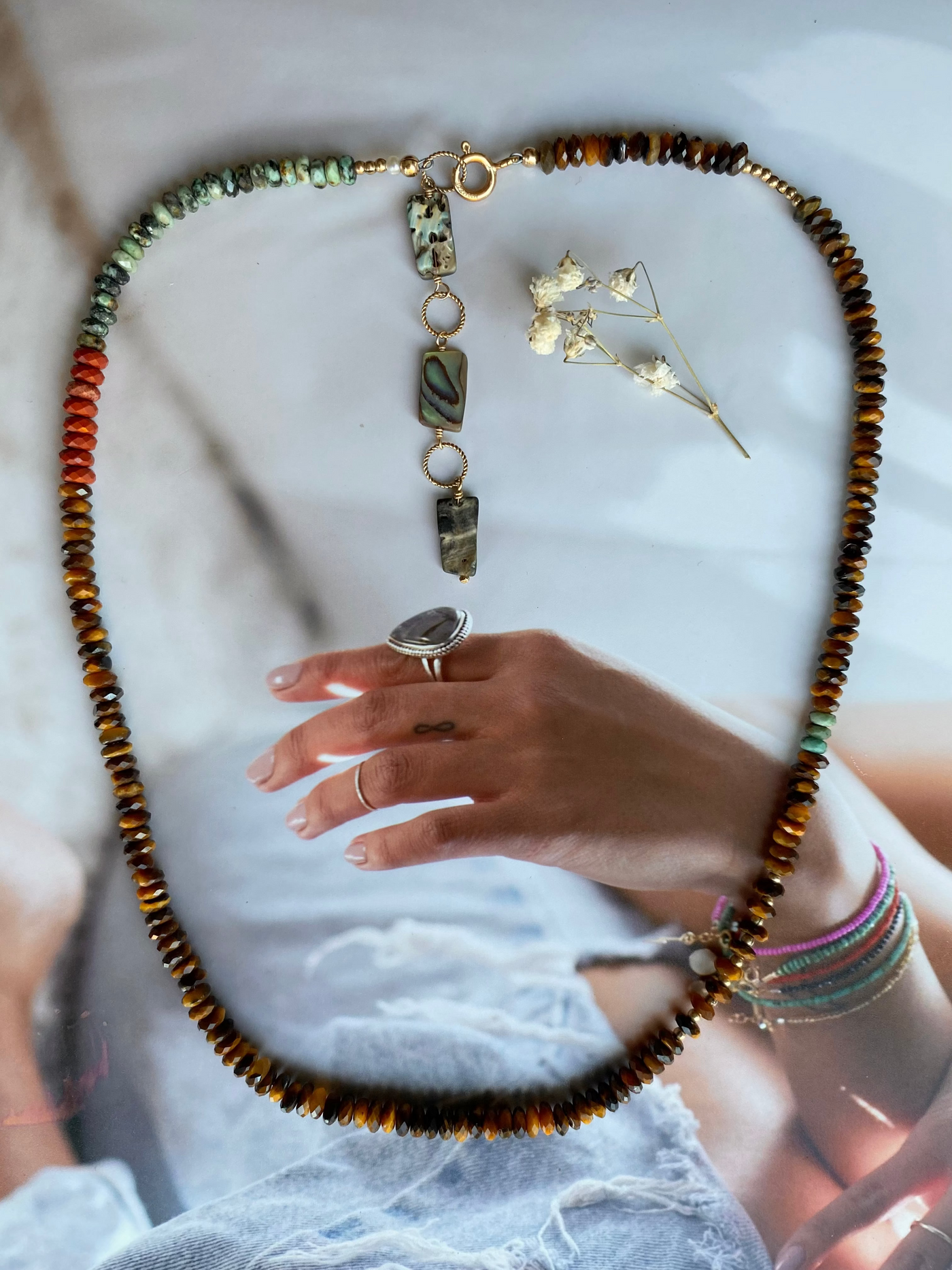 Tiger Eye and Turquoise Stunning Necklace