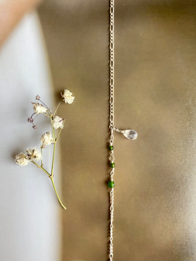 Jade & Moonstone Teardrop Anklet