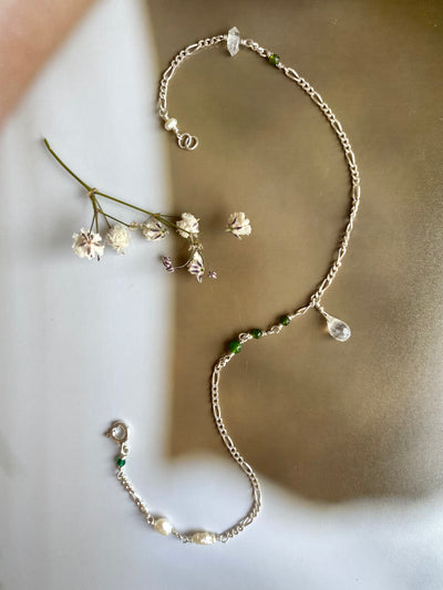 Jade & Moonstone Teardrop Anklet