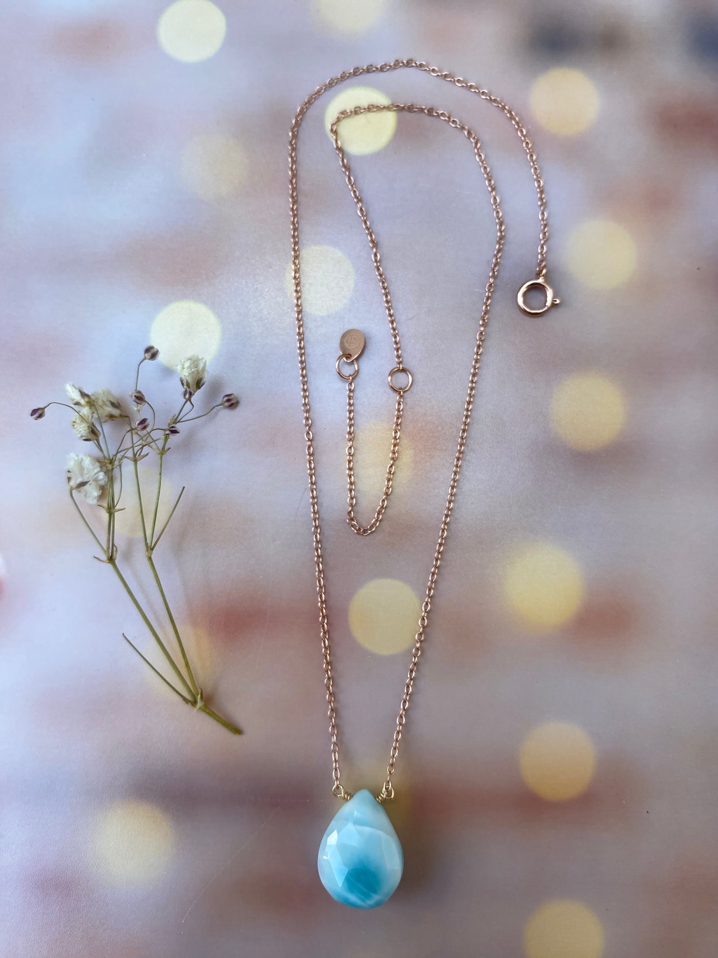 Larimar Teardrop Pendant Necklace