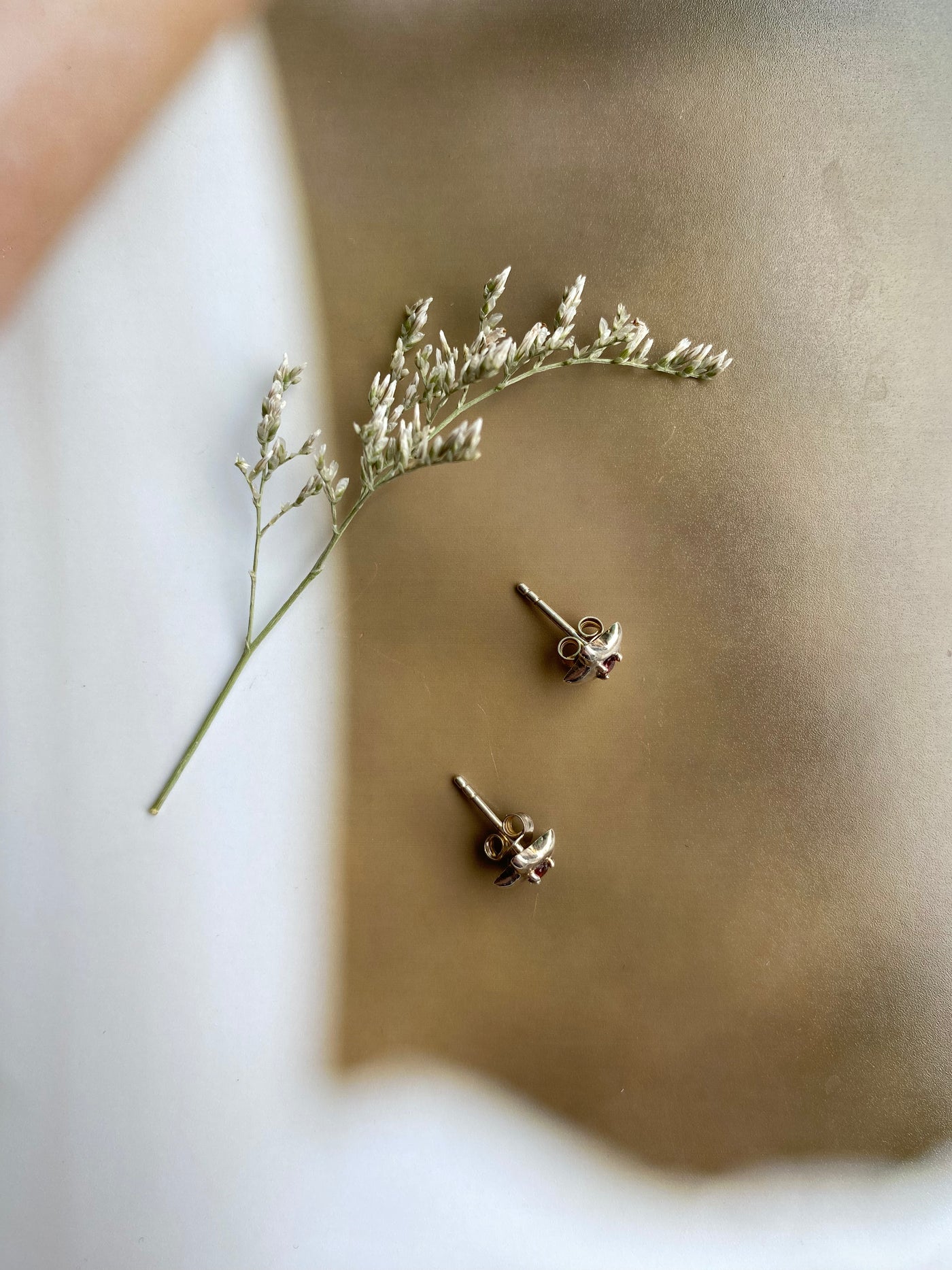 Sterling Silver Garnet Star Earrings