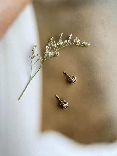 Sterling Silver Garnet Star Earrings