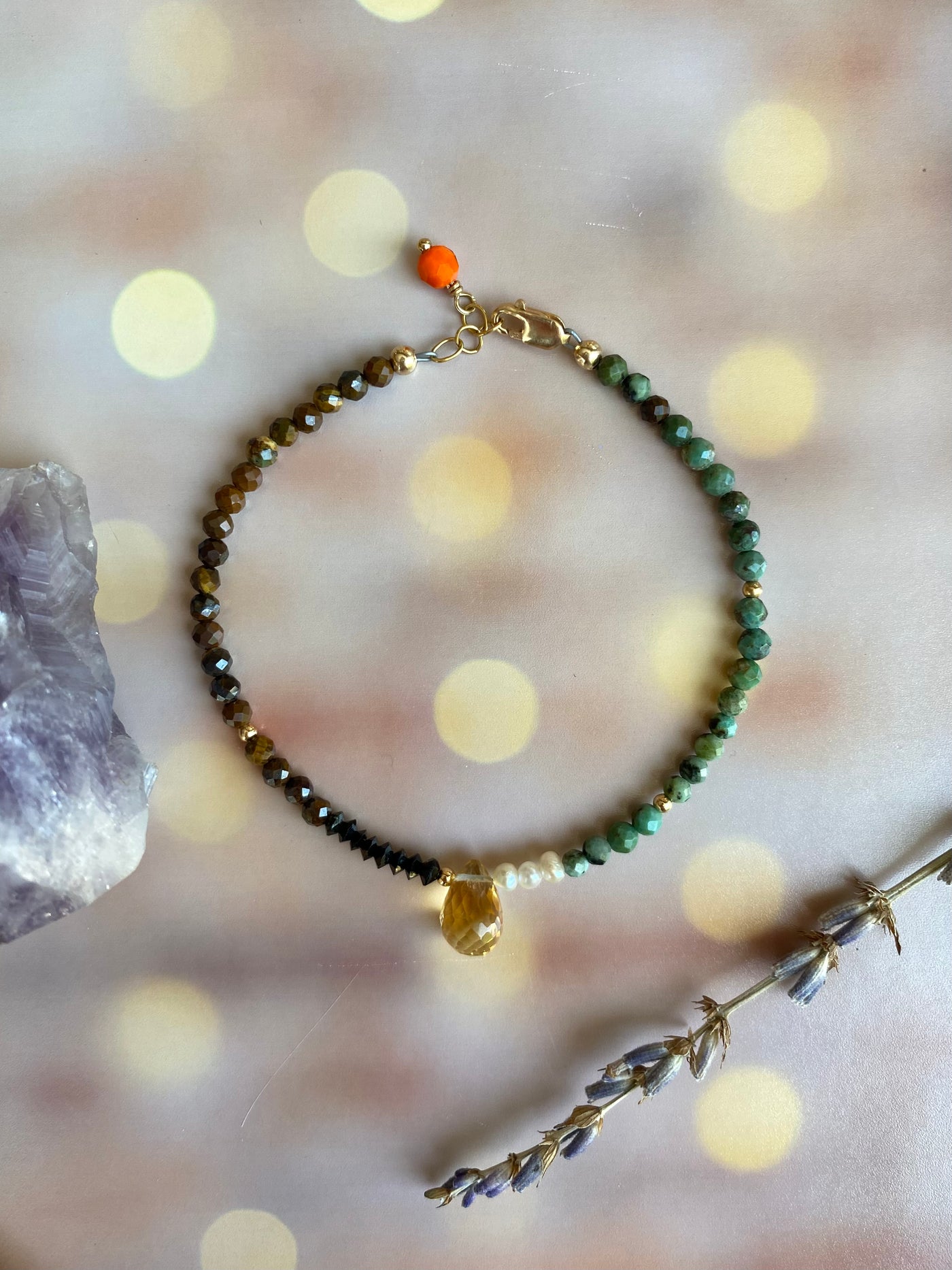 Tigers Eye & Turquoise Beaded Bracelet