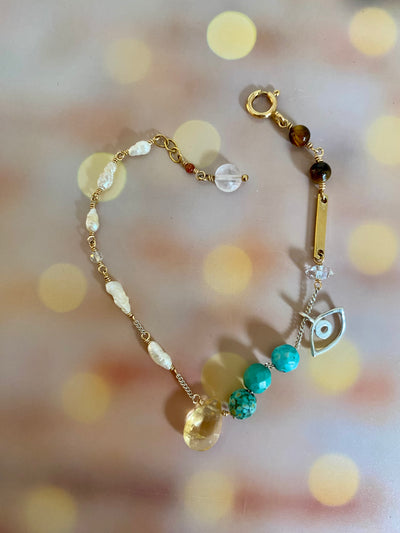 Turquoise and citrine bracelet