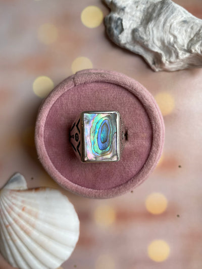 Vintage Square Cut Abalone Ring