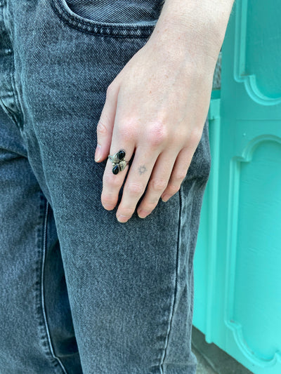 Vintage Double Stone Onyx Ring