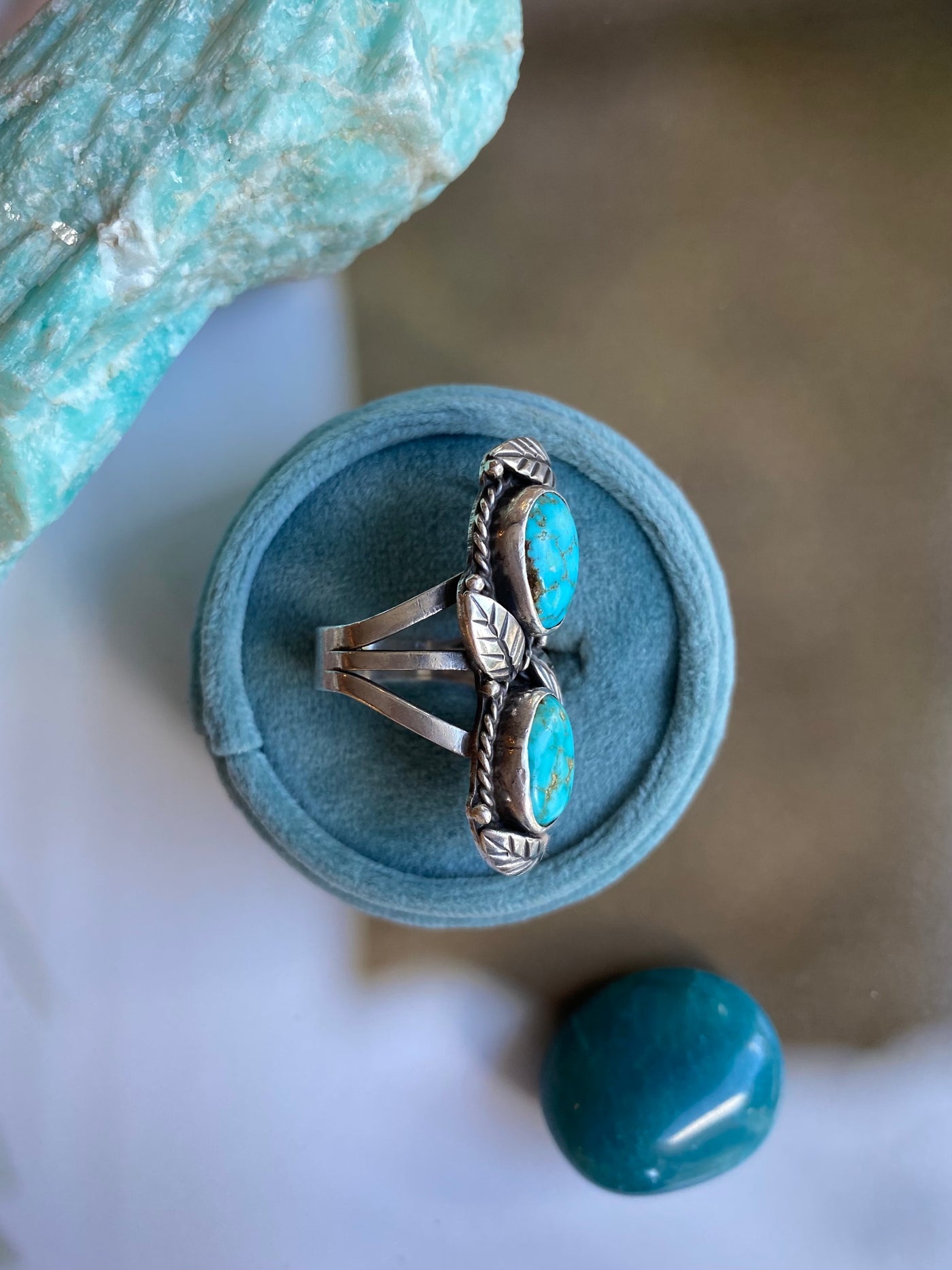 Vintage Double Stone Turquoise Ring