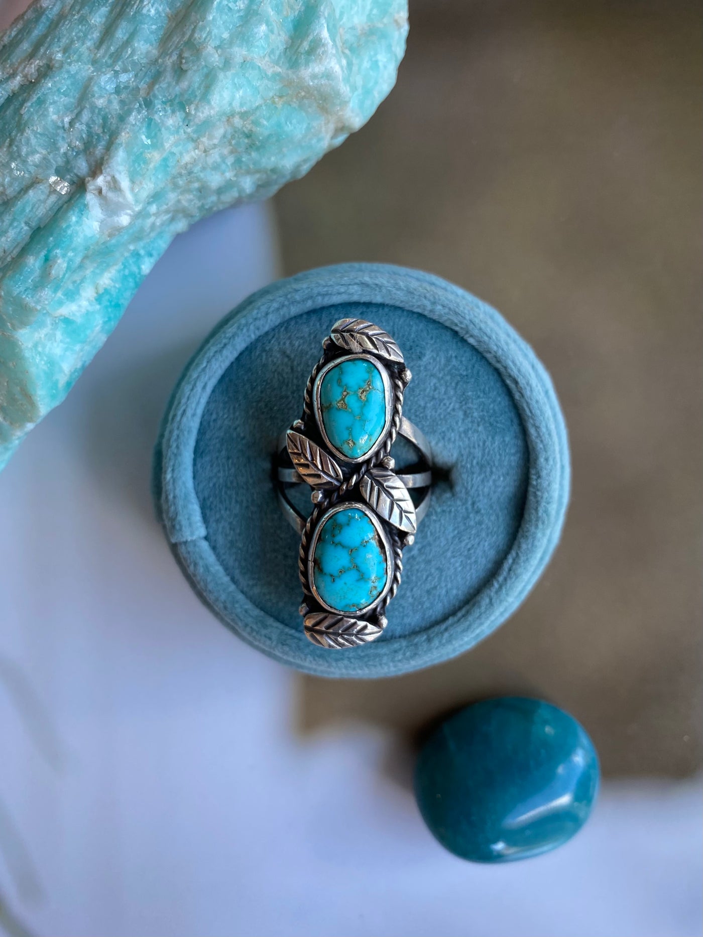 Vintage Double Stone Turquoise Ring