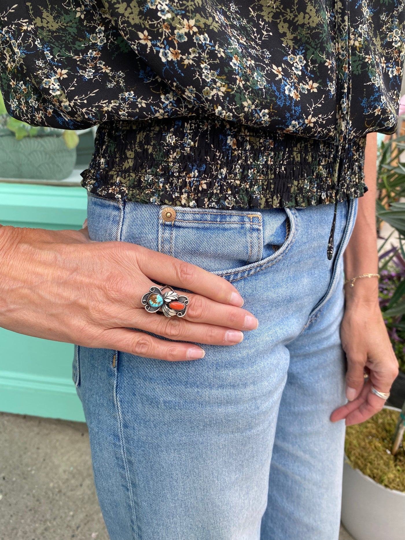 Vintage Turquoise & Carnelian Ring