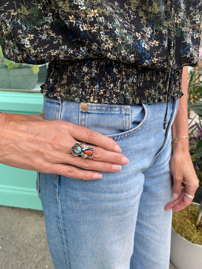 Vintage Turquoise & Carnelian Ring