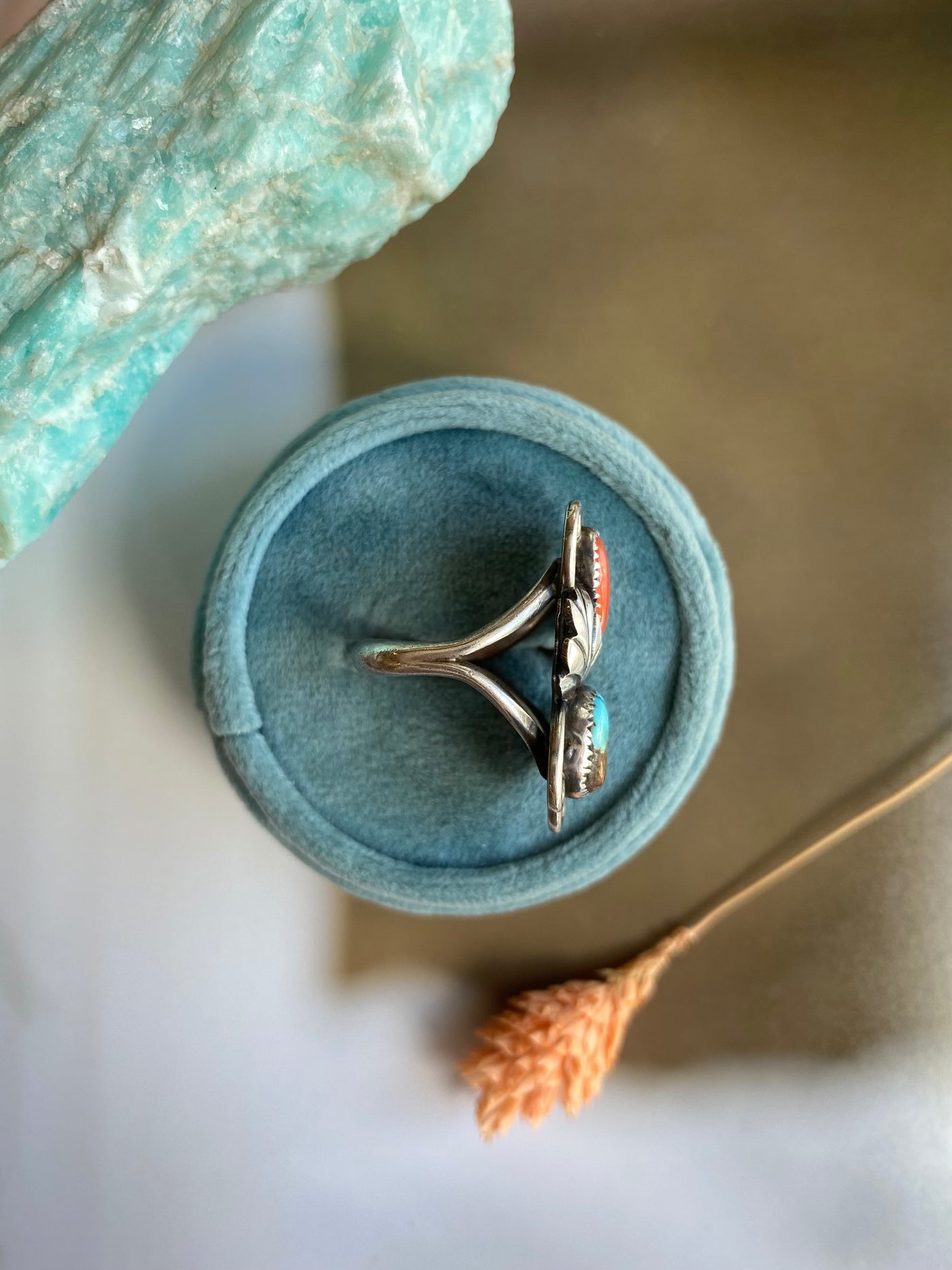 Vintage Turquoise & Carnelian Ring