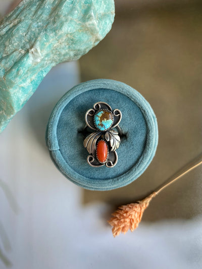 Vintage Turquoise & Carnelian Ring