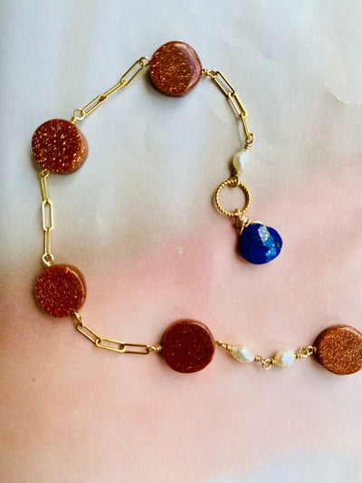 Goldstone and Lapis Bracelet