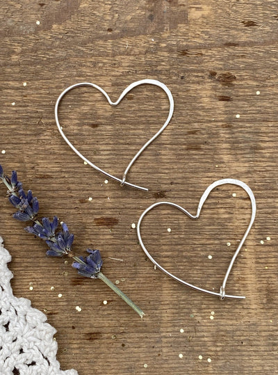 Small Hammered Heart Hoops