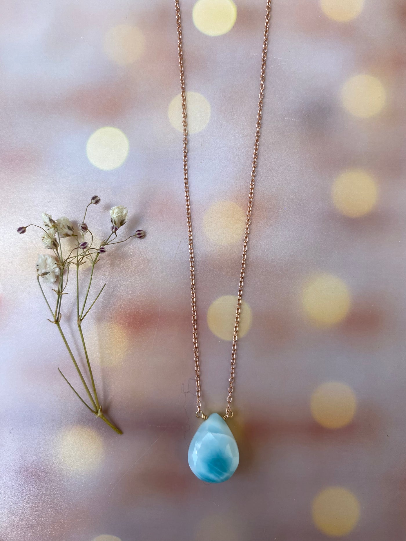 Larimar Teardrop Pendant Necklace