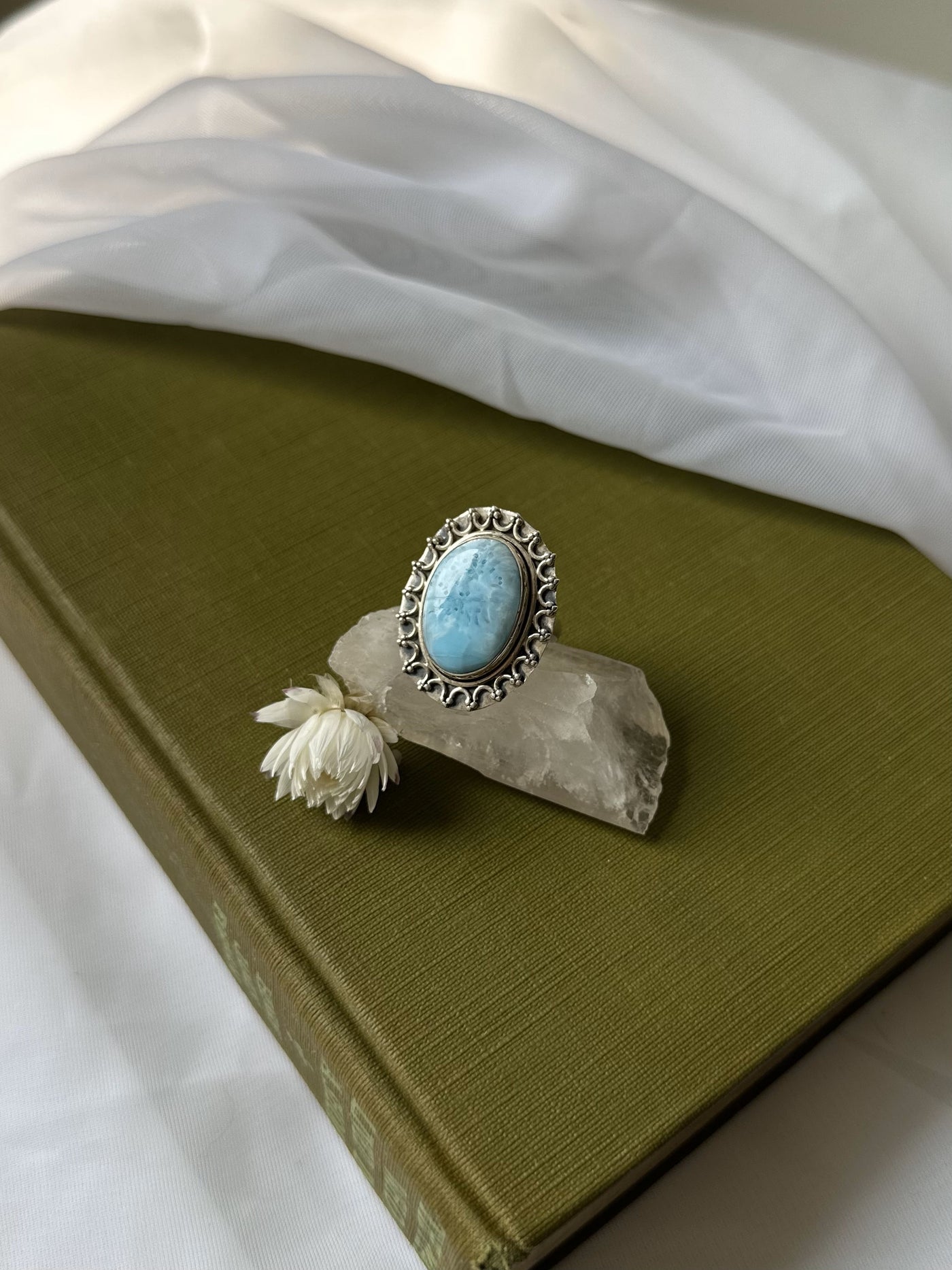 Vintage Sterling Silver Larimar Ring