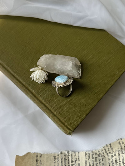 Vintage Sterling Silver Larimar Ring