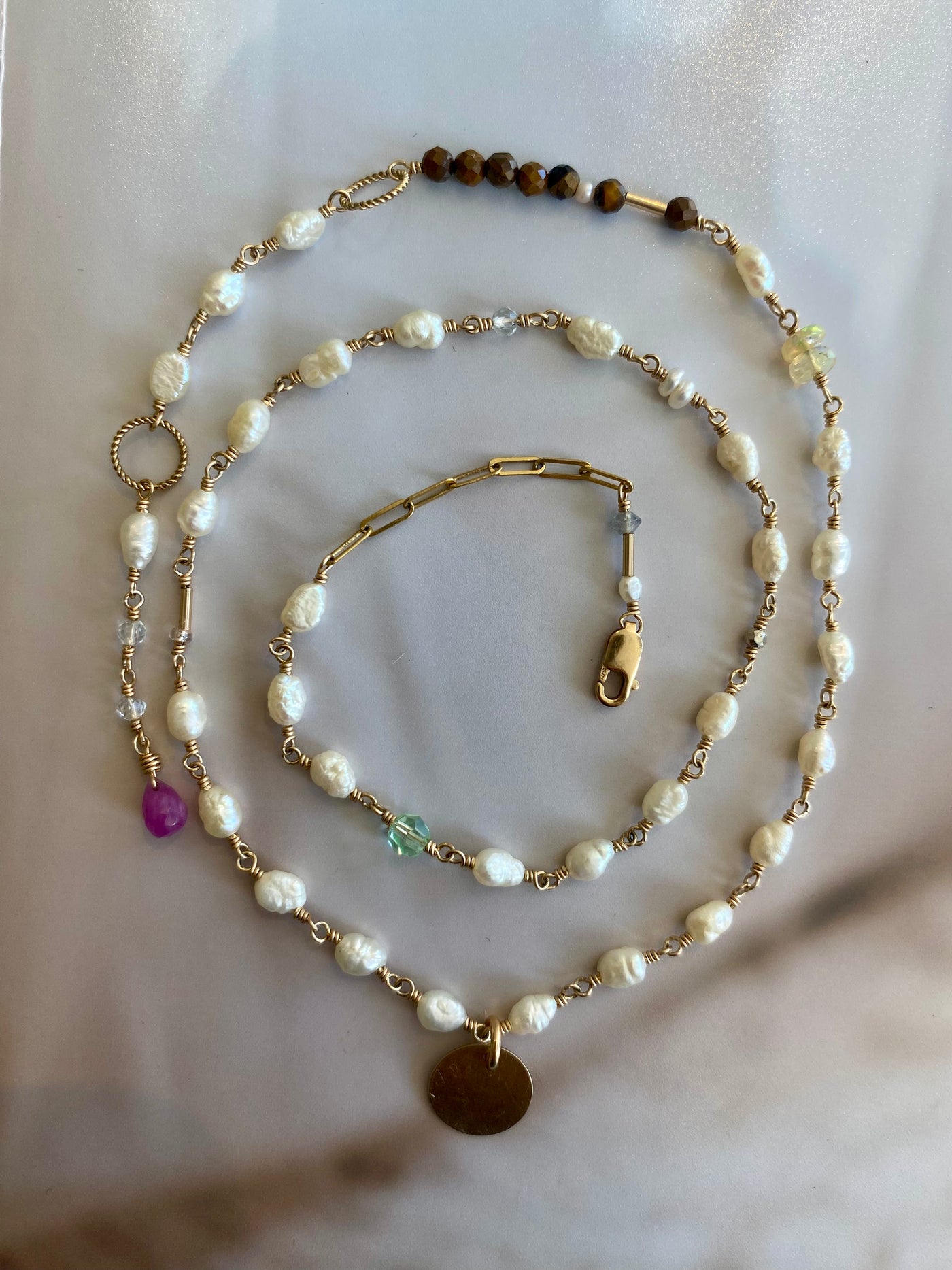 Pearl and Tiger's Eye Necklace