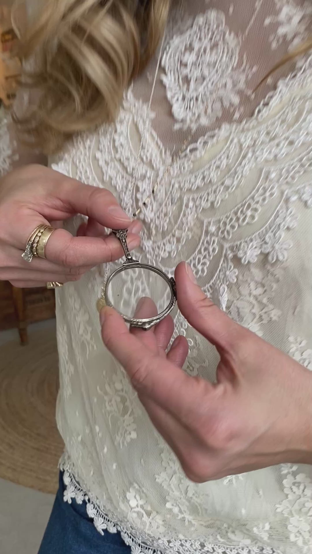 Magnifying Glass and Tulip Charm Necklace