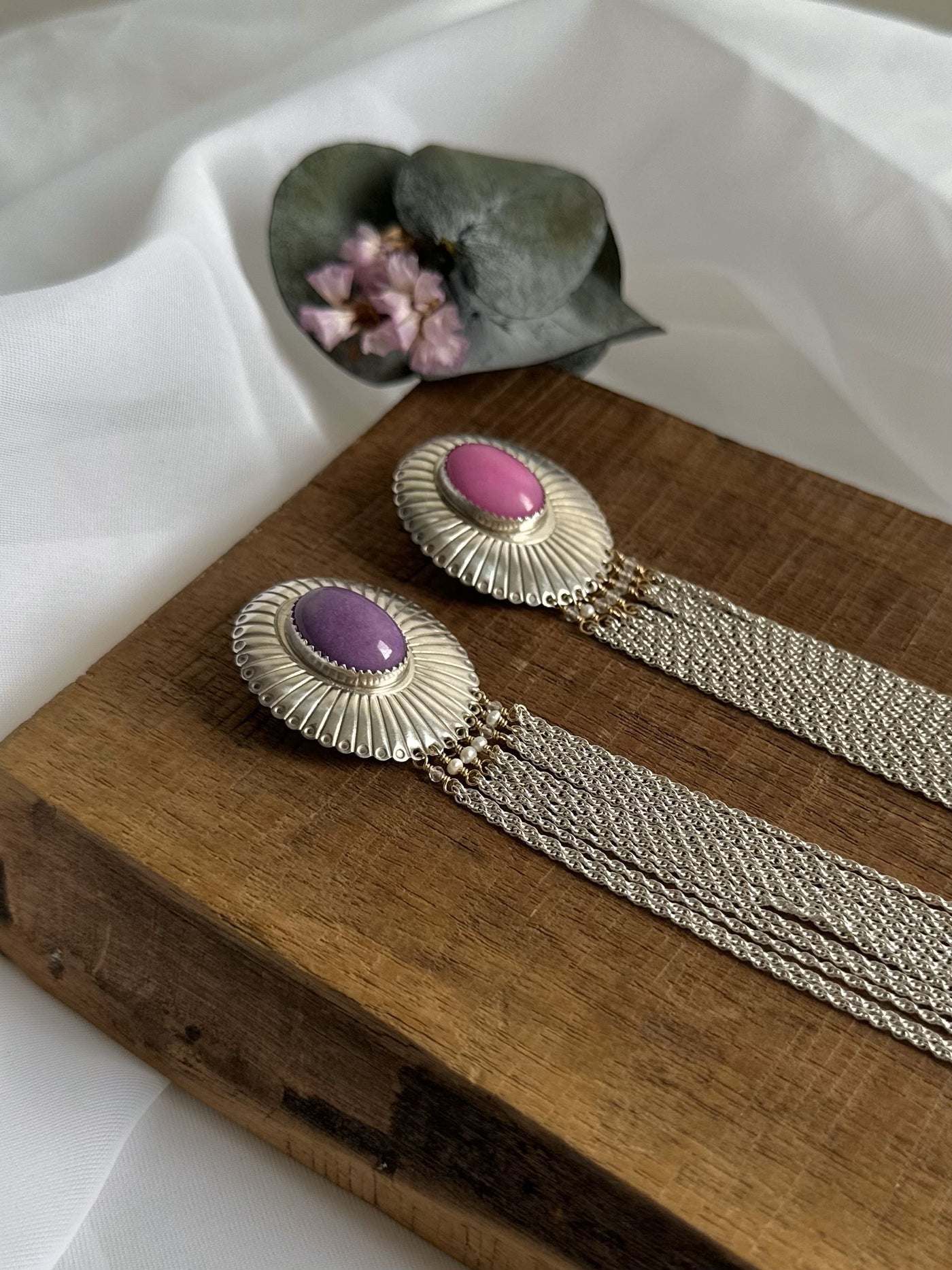 Sterling Silver Tassel Statement Earrings