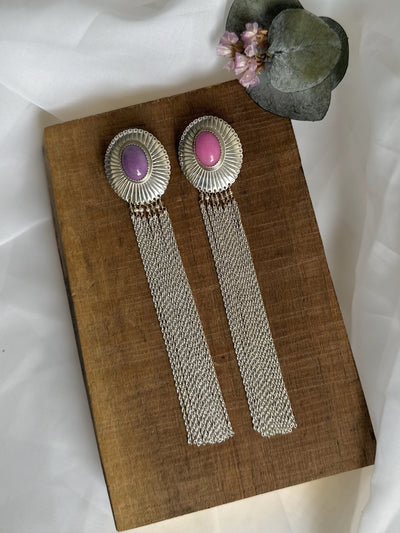 Sterling Silver Tassel Statement Earrings