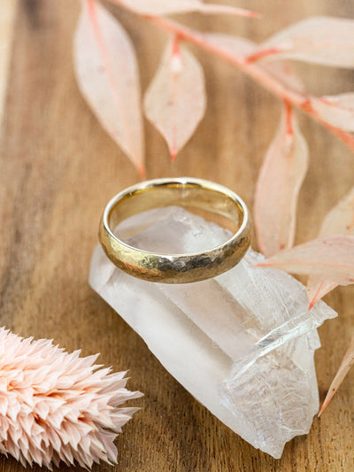 Hammered 14K Gold Wedding Band