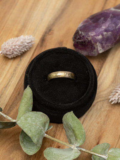Hammered 14K Gold Wedding Band