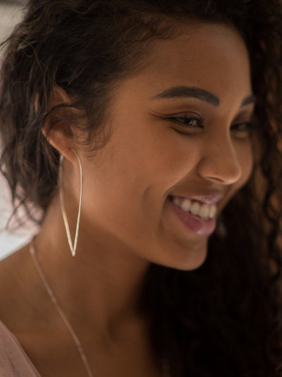 The Hammered Teardrop Hoop Dream in Sterling Silver - Large