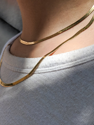 The Gold Plated Herringbone Chain - Medium