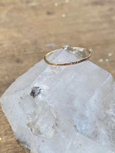 10K Yellow Gold Hammered Stacking Ring