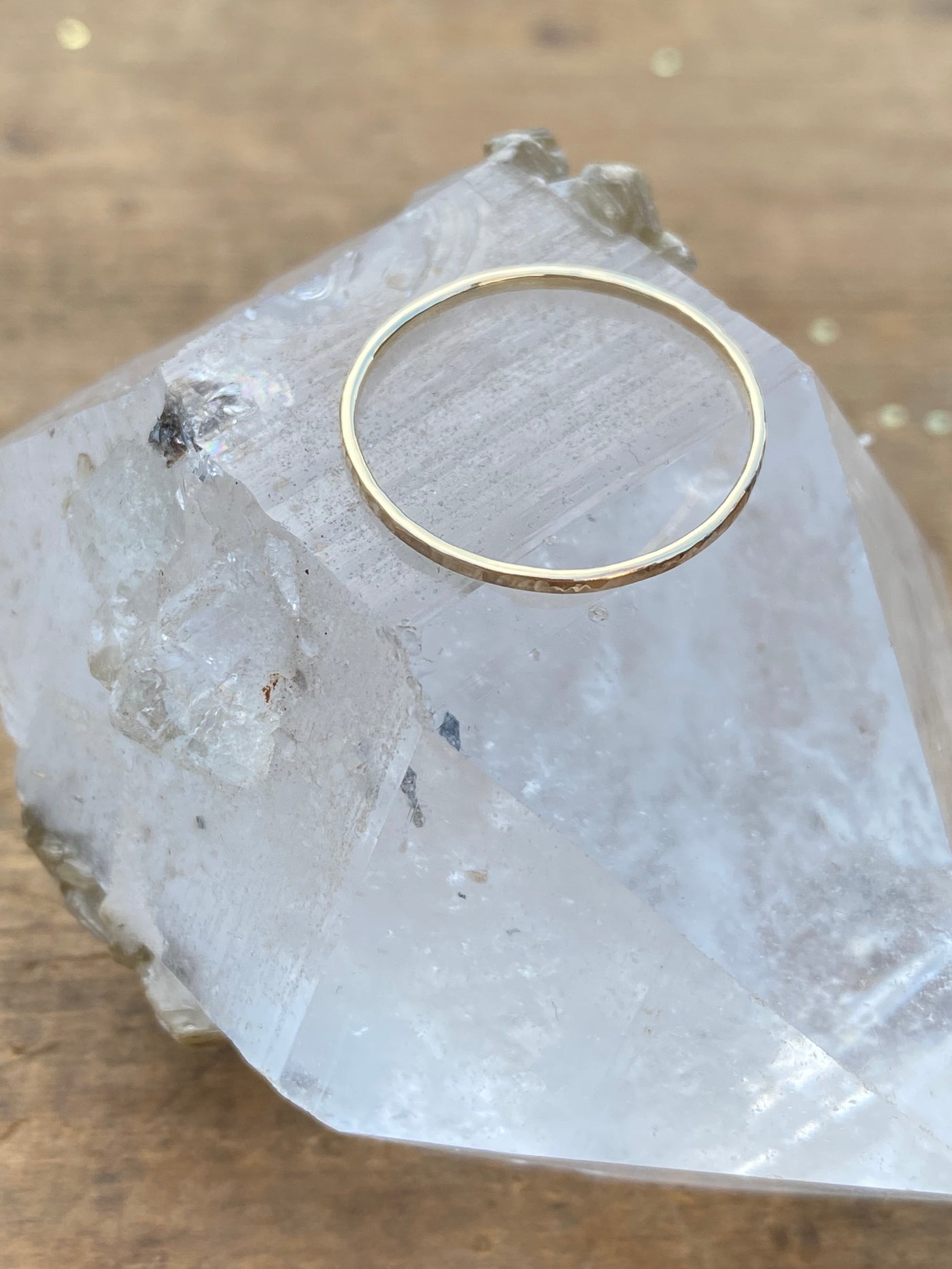 10K Yellow Gold Hammered Stacking Ring