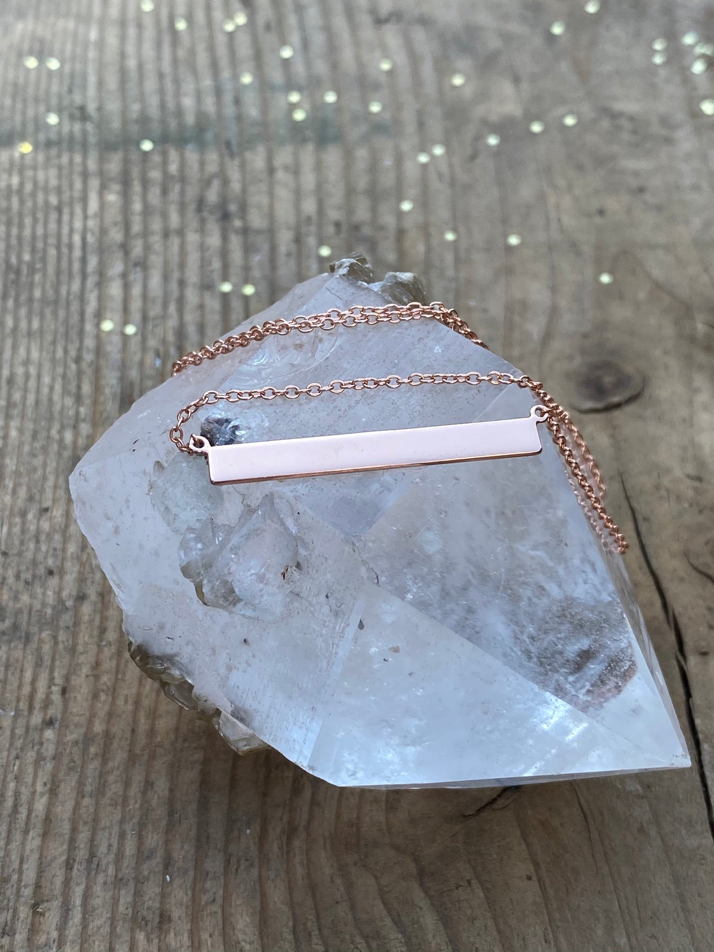 Small Rose Gold Layering Bar Necklace