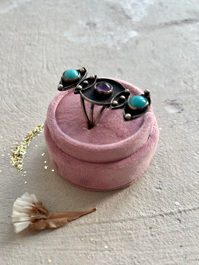Vintage Turquoise & Amethyst Ring