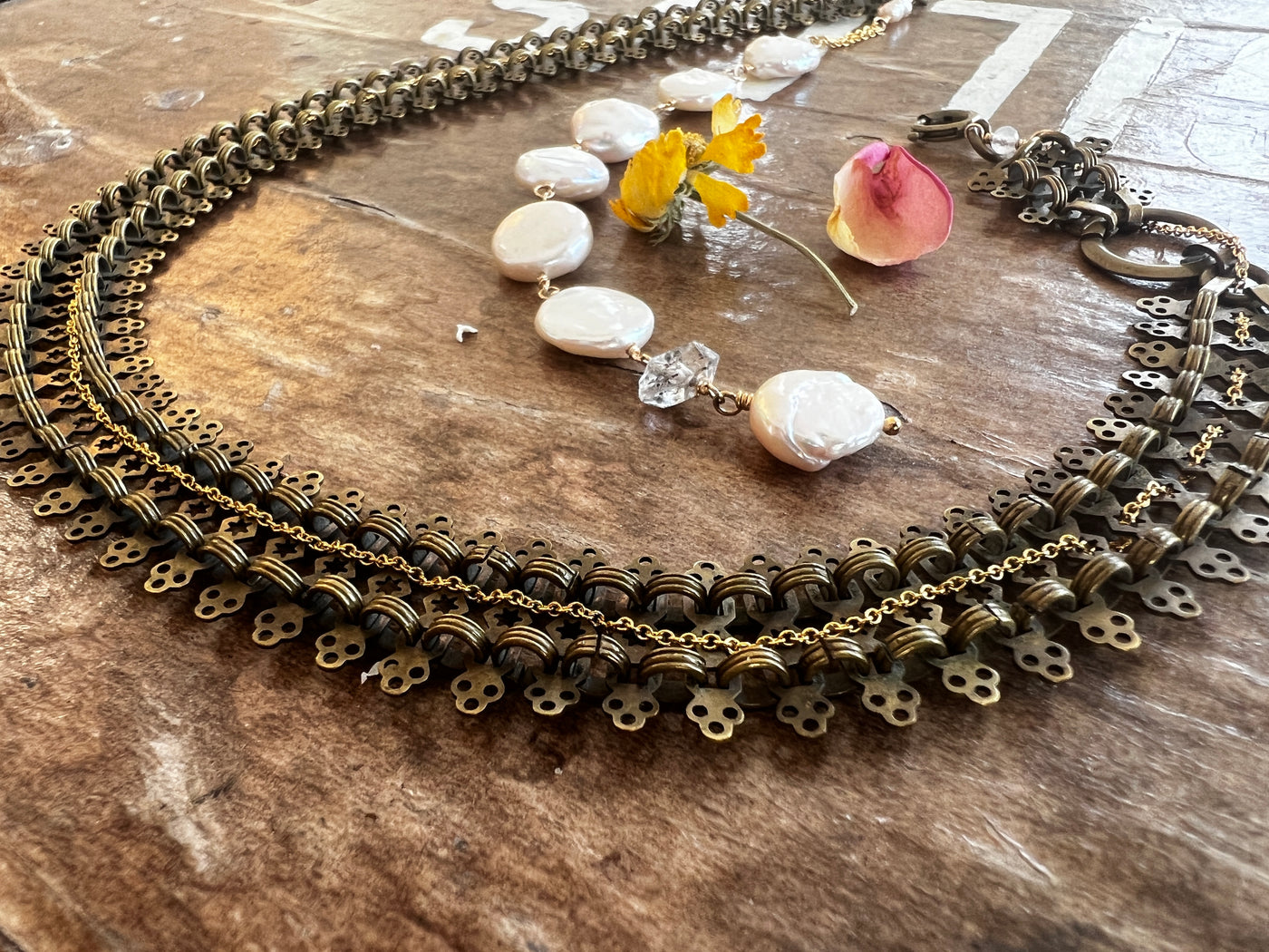 One of a Kind Vintage Necklace with Pearls