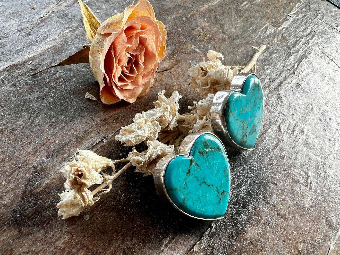 Our Favourite Statement Turquoise Heart Studs