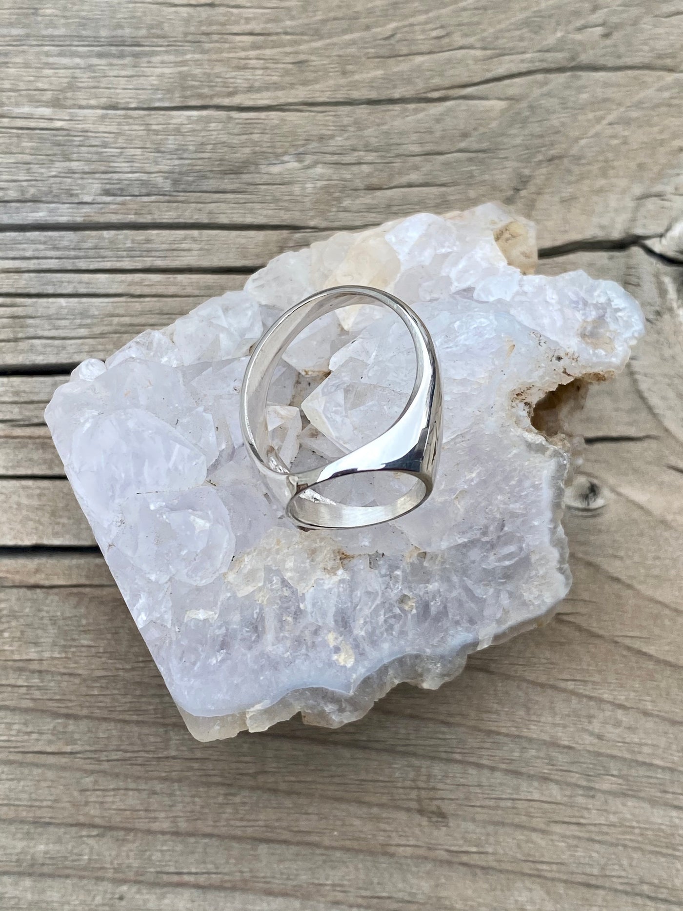 The Positive Space Hollow Signet in Sterling Silver