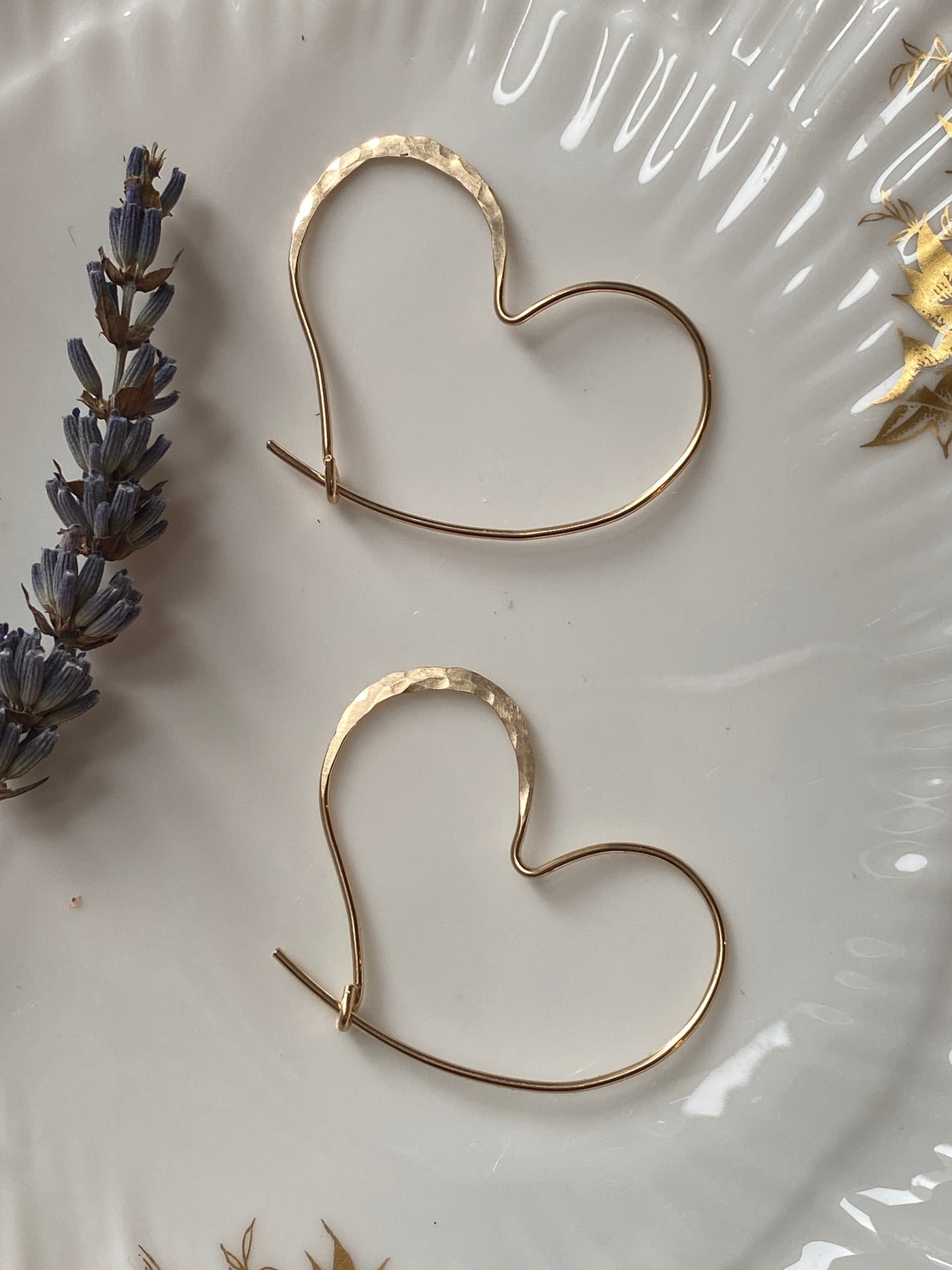 Small Hammered Heart Hoops