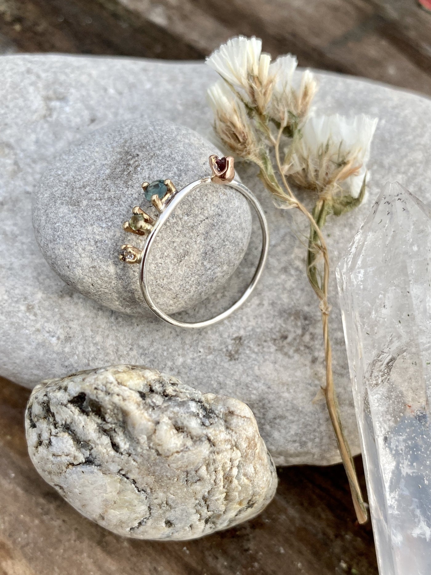 August Peridot Emerald Birthstone Stacking Ring
