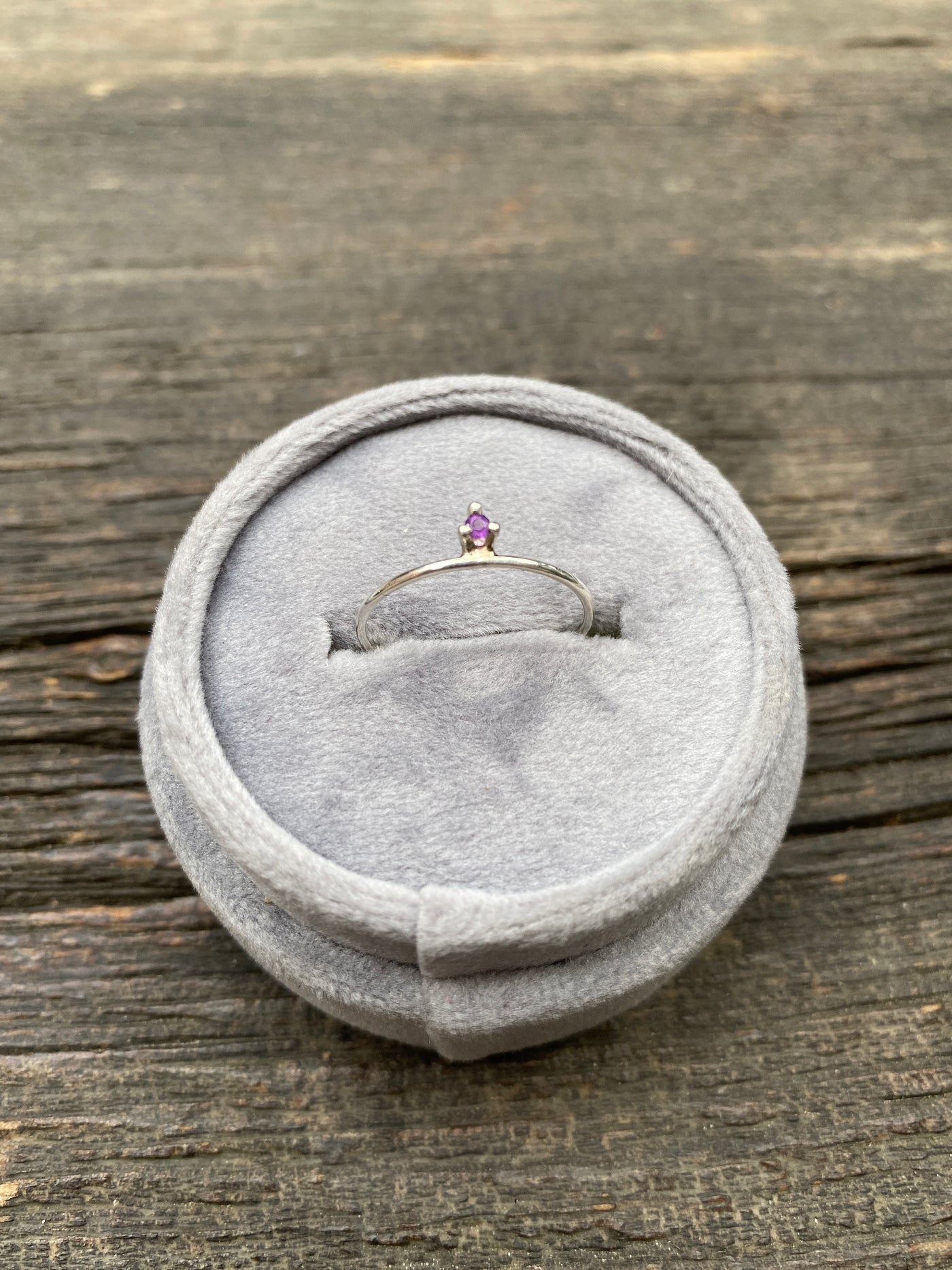 February Amethyst Birthstone Stacking Ring