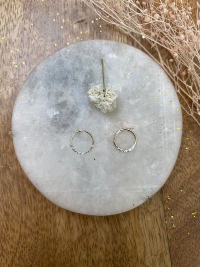 Hammered Circle Nose Ring in Sterling Silver