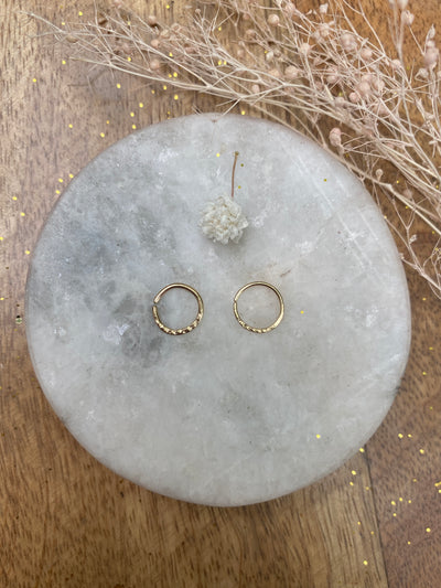 Hammered Circle Nose Ring in 10K Yellow Gold