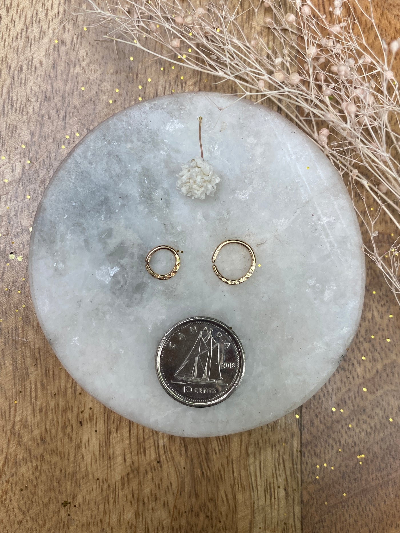 Hammered Circle Nose Ring in 10K Yellow Gold