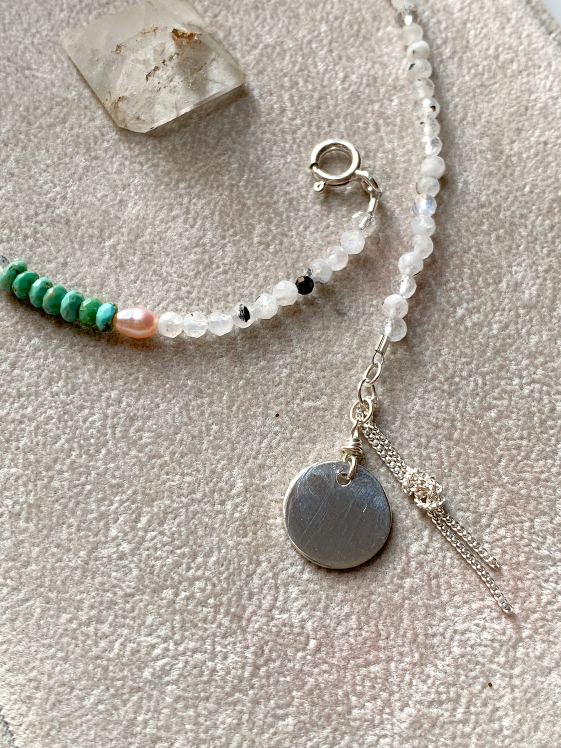 Moonstone and Turquoise Disc Anklet