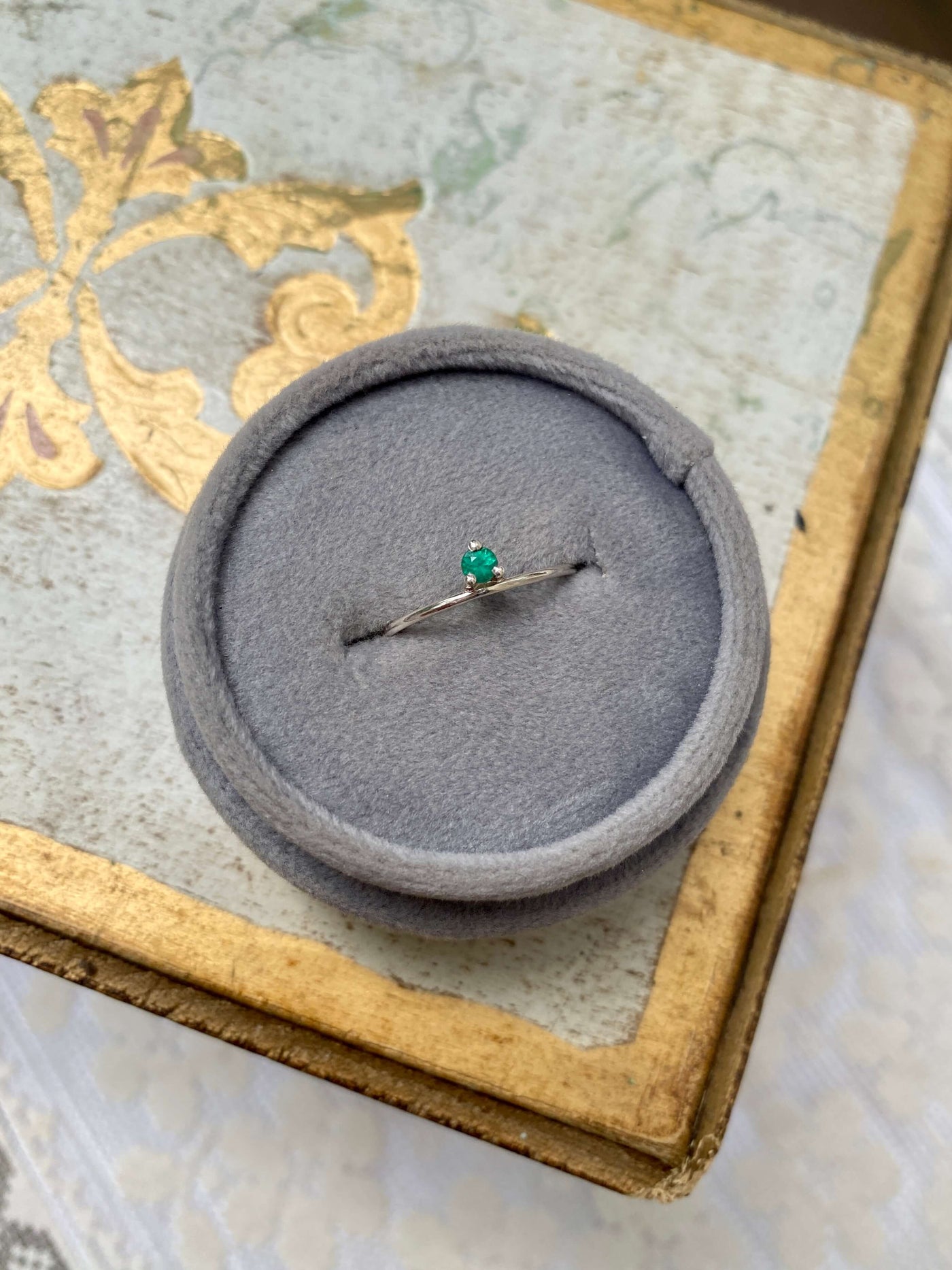 May Emerald Birthstone Stacking Ring