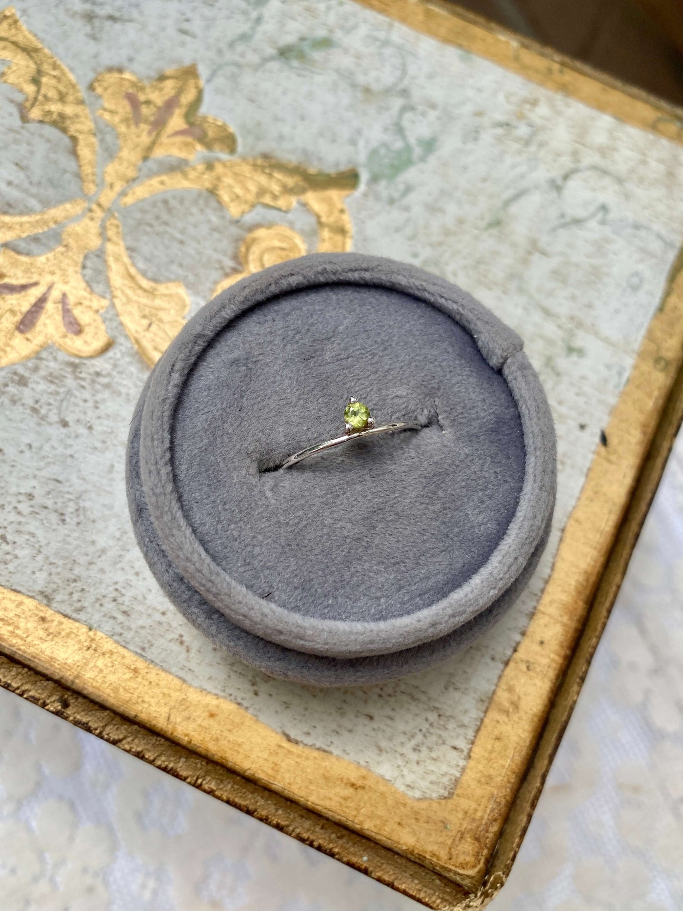 August Peridot Emerald Birthstone Stacking Ring